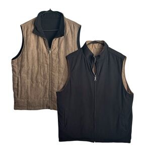 Johnston & Murphy Men's Dual-Tone Vest in Black and Tan Colors, Size XL